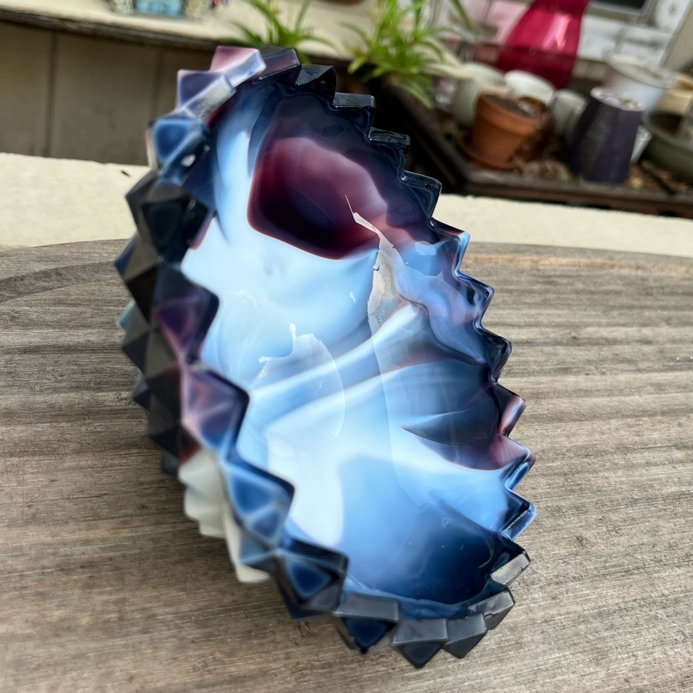 Vintage Westmoreland Diamond-Point Amethyst Slag Glass Candy Dish - Picture 4 of 10